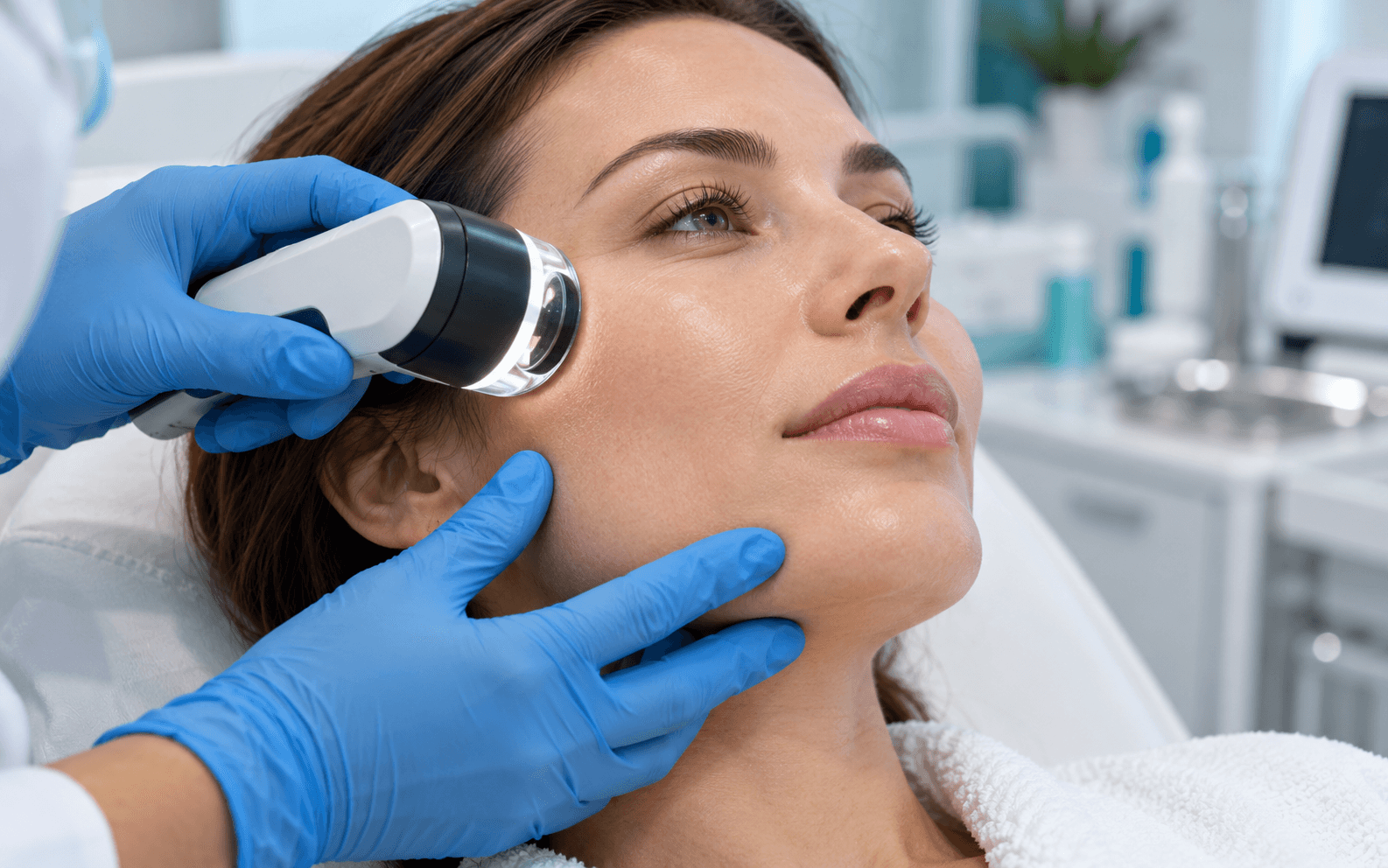 Plastic surgeon discussing treatment options with a patient during a consultation