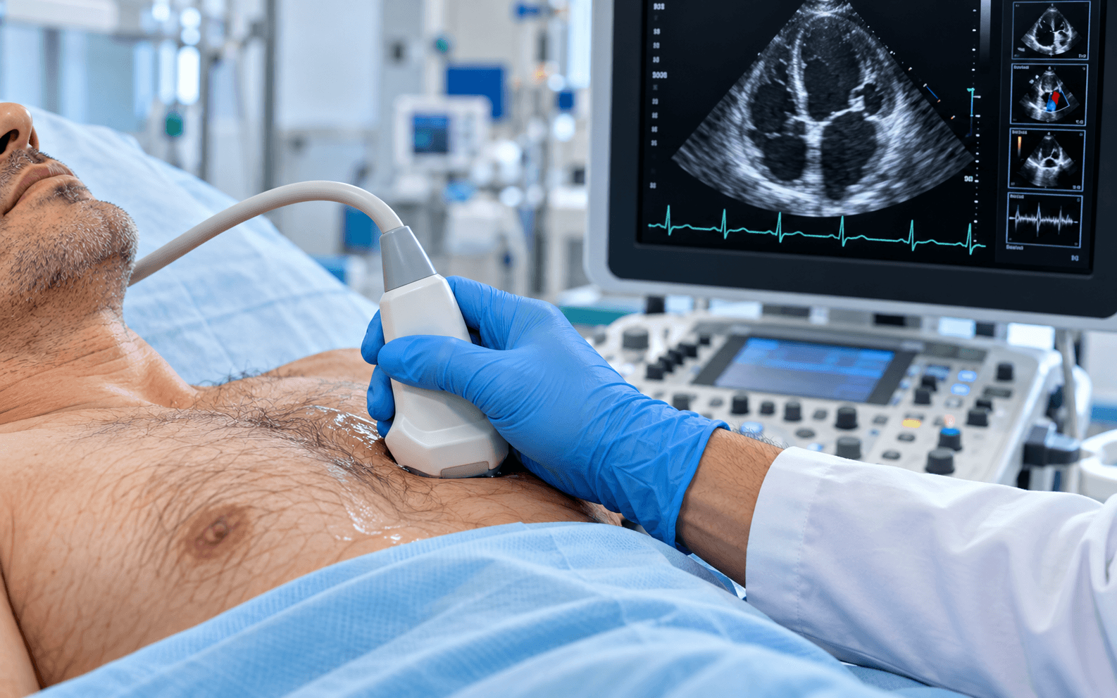 Cardiologist discussing an ECG report with a patient
