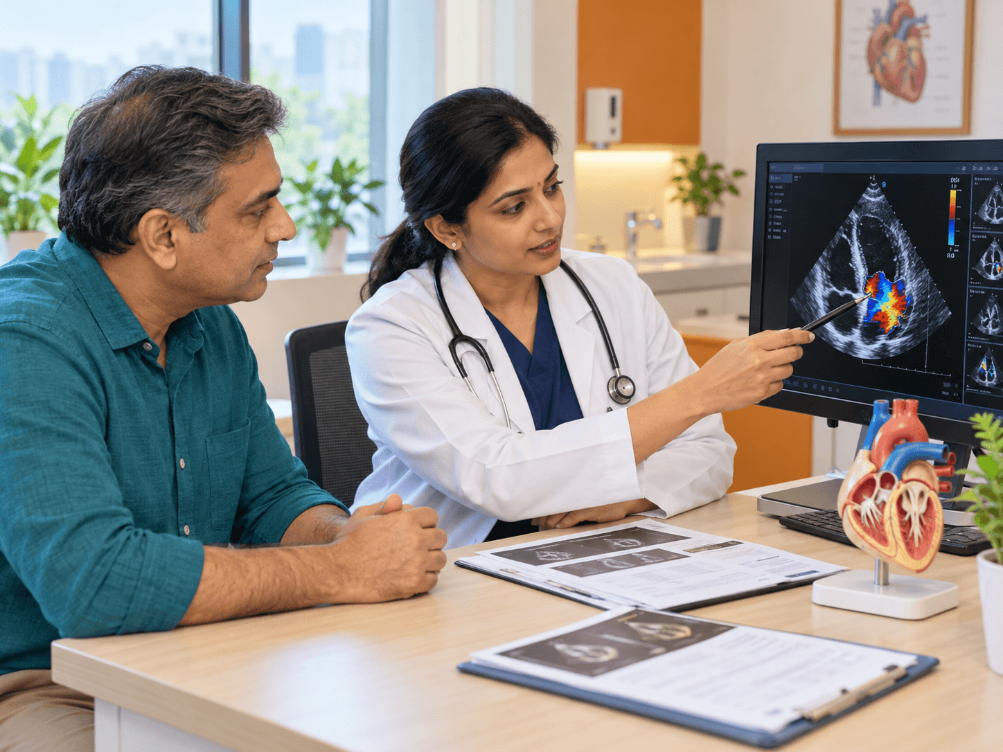 Consultation image showing a heart valve assessment
